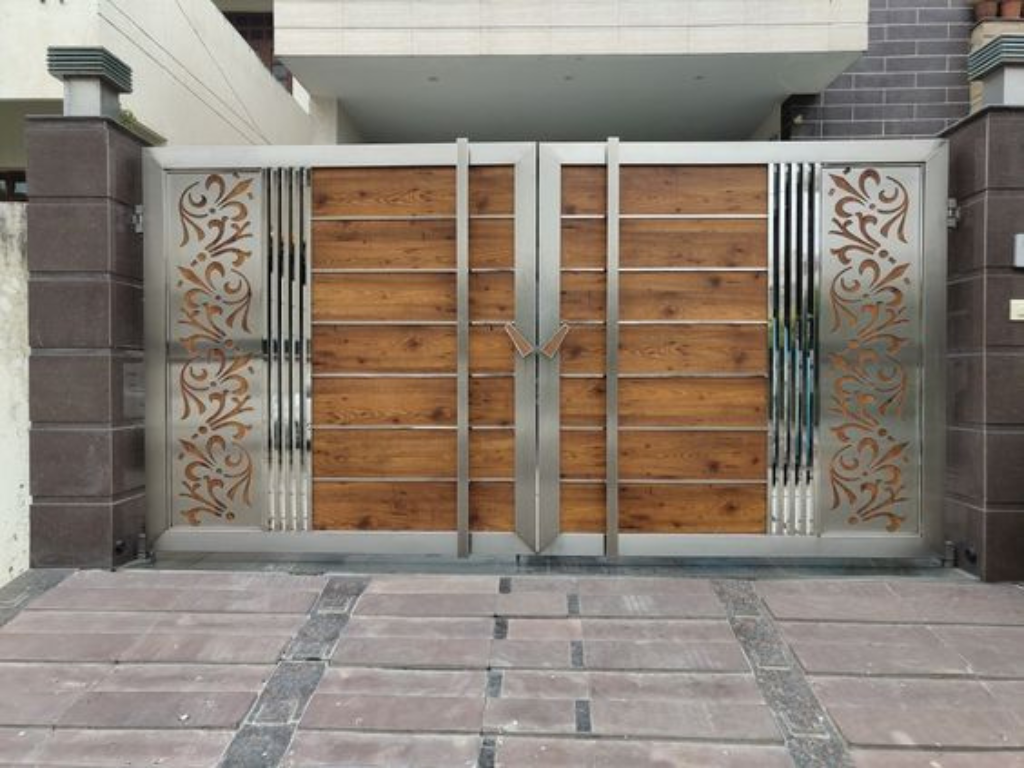 Stylish steel gate providing strength and visual appeal.